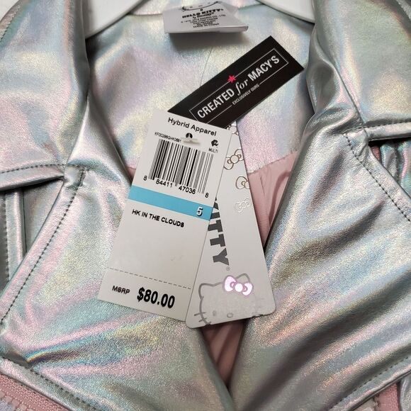 Sanrio Hello Kitty Girls Metallic Silver Moto Jacket & Pants Outfit Set Size 6 - Picture 13 of 13